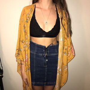 Mustard Flowery Shawl or kimono